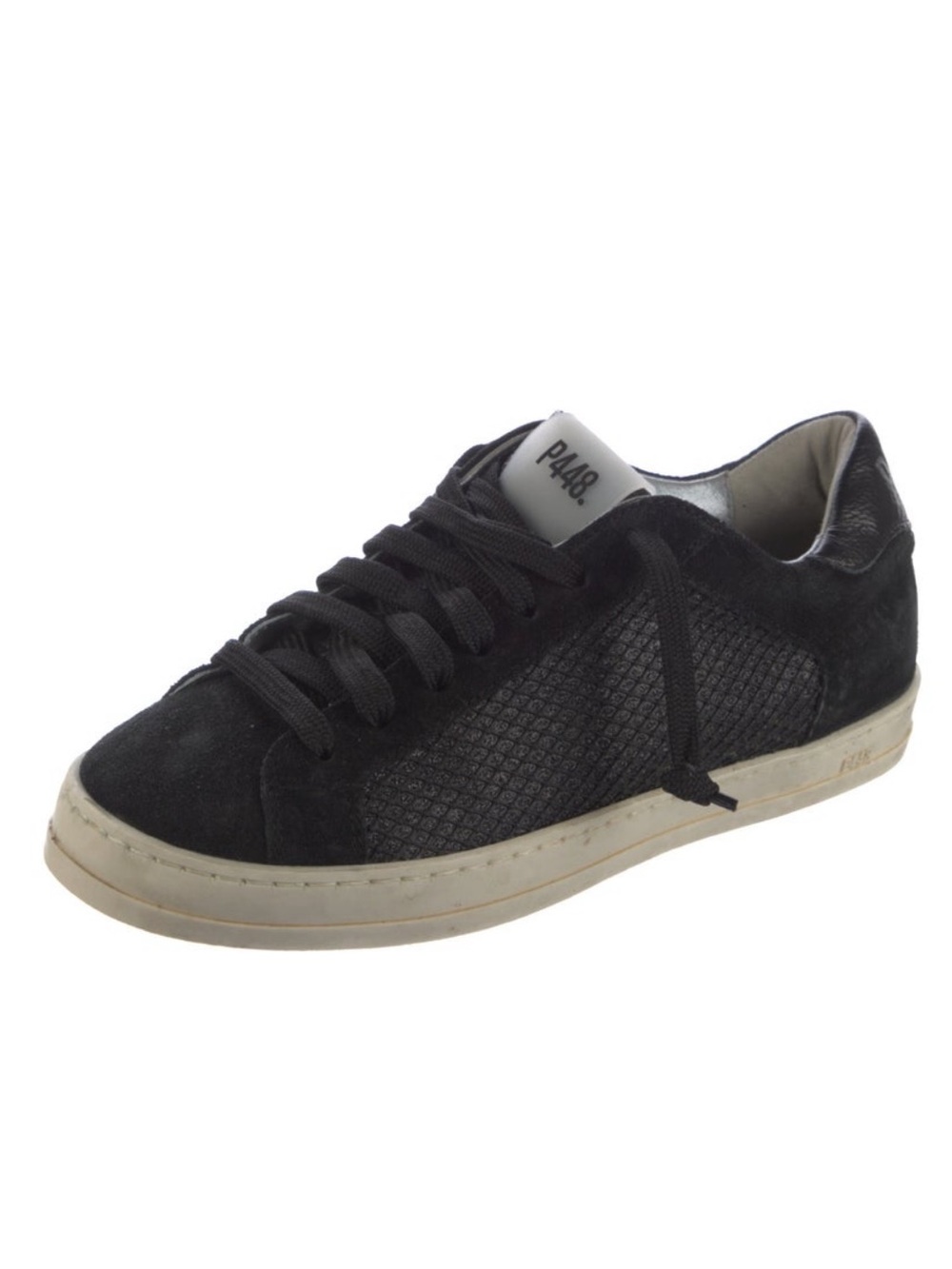 P448 Black Low-Top Suede & Mesh Sneaker - Picture 2 of 6